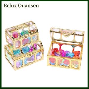 Eelux 1 bộ trẻ em tự làm phụ kiện hộp pha lê kho báu đồ chơi trẻ em Acrylic kim cương đầy màu sắc đá quý nhựa đồ trang sức lớn