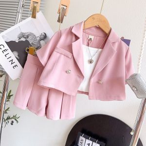 Setelan Anak Perempuan 3 in 1 Blazer Celana Fashion Import