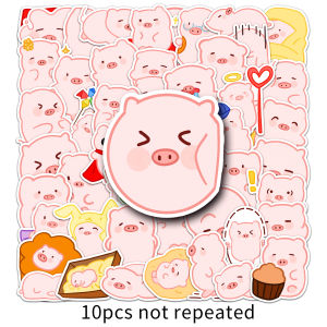 50PCS Cute Piggy Sticker Pack Waterproof Cartoon Animal Kawaii Animal Pig Decal Waterproof Decoration Diary Laptop Motorcycle Water Bottle Skateboard Photo Album Sticker