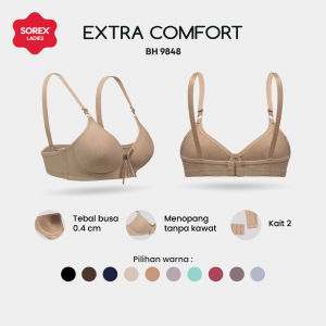 Sorex Bra Extra Comfort Tanpa Kawat Cup A-B Busa Sedang Pori Pori Adem Kait 2 BH 9848