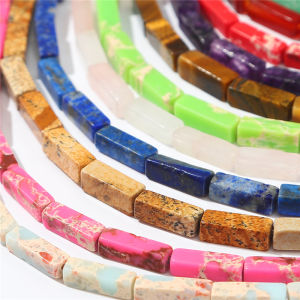 4*13มม.30ชิ้น/ถุงหินธรรมชาติหลวมสแควร์หลอดลูกปัด Charm สําหรับเครื่องประดับต่างหูสร้อยคอสร้อยข้อมือ DIY Handmade อุปกรณ์เสริม