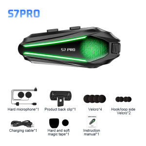 S7 Pro Motorcycle Helmet Bluetooth Headset for Multi-User Connectivity Bluetooth 6.0 Reduction Headset IP67 Waterproof & 1000M Ultra-Long Intercom Distance 摩托车头盔蓝牙耳机