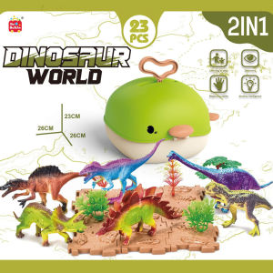 【2IN1】 WJX Zoo Land Animal World Doll Whale Suitcase Backpack Bag Children Pretend Play Learning Toy | Mainan Patung Haiwan Zebra Lion Bear