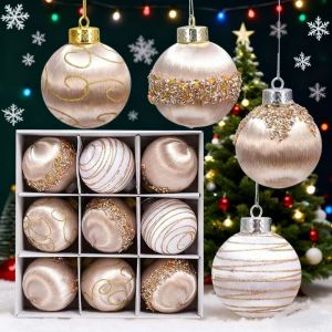 UNMEGONI 16Pcs/set 8 CM Christmas Balls Ornaments 9 Pcs Silk Christmas Tree Ornaments Decorative Hanging Style Hanging Ornaments Christmas Party