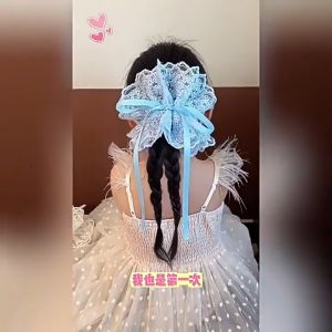 Getah Rambut Lace Scrunchie Hair Tie French Style Drawstring Elastic Ponytail Bun Kids Soft Stretch
