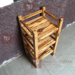 MAISAKPHRAE  ชั้นวางขวดเครื่องดื่มไม้สัก ชั้นวางมิกเซอร์ 3 ชั้น ขนาด กว้าง 40 ซม. ยาว 43 ซม. สูง 98 ซม.