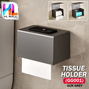 HL MALL Bathroom Accessories Wall Mount Aluminium Toilet Roll Tissue Holder with Phone Shelf Rack - BLACK / GUN GREY (GG001)
