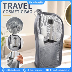 Women EVA Mesh Cosmetic Bag Standing Bathroom Storage Pouch Travel Makeup Bag Organizer