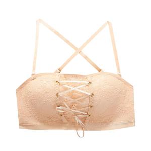 CS บรากันลื่น บราลูกไม้ บราแบบผูกเชือกมีสายถอดได้ บราไร้โครงสำหรับผู้หญิง กันลื่นดันทรงเล็ก TH20010 รองเท้าผู้หญิง เสื้อกันหนาว เสื้อใน