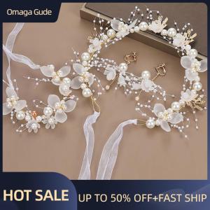 Omaga Bridal Hair Headdress Flower Wreath Bride Garland Head Hoop Headbands Hair Jewelry