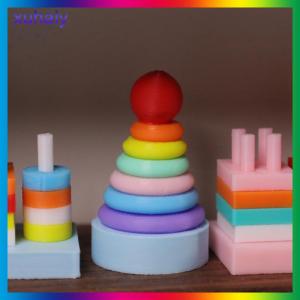 xuhaiy การตกแต่งฉากขนาดเล็ก1เซ็ตบ้านตุ๊กตาขนาดเล็กถังไม้ประกอบบล็อกโมเดลสำหรับอุปกรณ์ตุ๊กตา