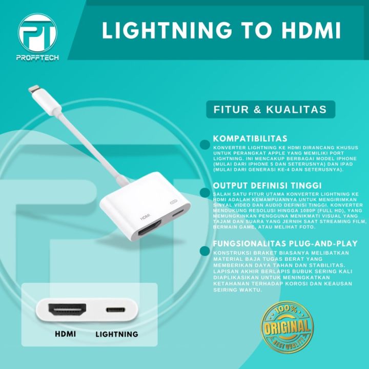 Converter Lightning to HDMI Lightning (2 in 1) Display iPhone to