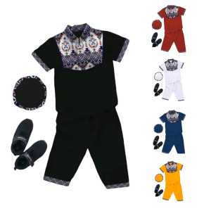 Koko Anak Laki Laki Model Batik Al-Fatih stelan baju dan celana anak laki-laki free peci koko kurta