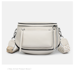 SGenuine Leather Small Bag Womens Easiest for Match Simple Chest Bag Wide Shoulder Strap Shoulder Bag Soft Leather Saddle Bag First Layer Cowhide Messenger BagL728