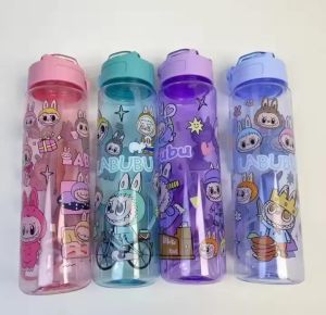 [top sanitary] Viral Botol Minum Anak Lucu Karakter Boneka Labubu Free Sedotan BPA