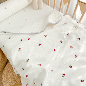 Class A ผ้าห่มเด็กที่เป็นมิตรกับผิวถุงนอนผ้าเช็ดตัวผ้าฝ้ายปักลายผ้าห่มผ้าห่มเด็กแรกเกิดขนาด100*120ซม.