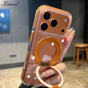 Transparent Rotating Bracket Stand Case for iPhone 17 Pro Max 17Pro ProMax Double Color Contrast Holder Clear Shockproof Cover