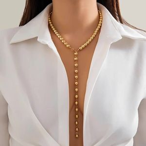 Vintage Imitation Pearl Bead Chain Necklace Popular in Europe and America Long Tassel Beaded Necklace for Women Niche Product Y Shaped collarbone chain
