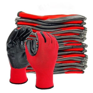 [12 Pasang] SARUNG TANGAN LUPO NYLON LATEX PALM FIT ANTI SLIP KACA ANTI GORES SAFETY HAND GLOVES/Safety Nilon Lapis Nitril Palmfit Palm Fit Keamanan kerja