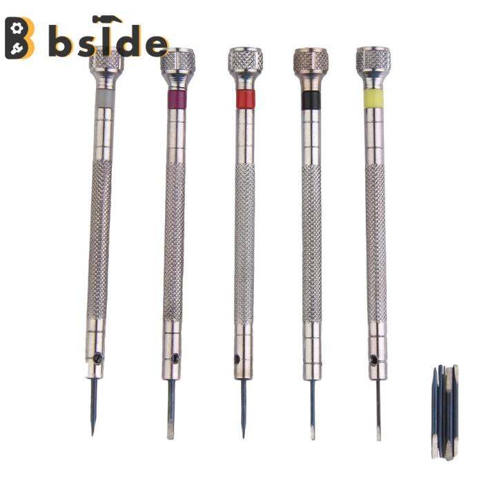 [Bside Tool Store] Mini 5 PCS Silver Tone Screwdriver Set Watch Repair ...