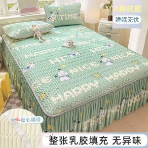 Class A Summer Cool Feeling Ice Fabric Mattress Cover Chessboard Panda Print Bed Sheet Cool Pad Mat And 2 Pcs Pillowcase