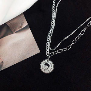 Nicedays🍒Kalung Rantai Double Layer Dengan Liontin Bahan Titanium Steel Gaya Hip Hop