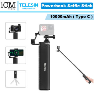 TELESIN 10000mAh Powerbank Selfie Stick USB-C Charging Cable for Gopro Action Cameras/ Phones