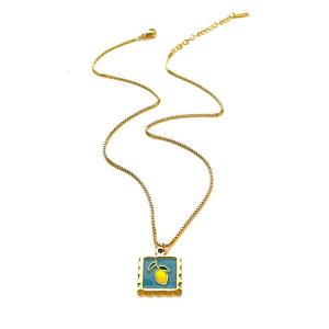 Retro French Inspired Pendant Necklace Cherry/Strawberry/Lemon Neckchain Adjustable Length Clavicle Chain