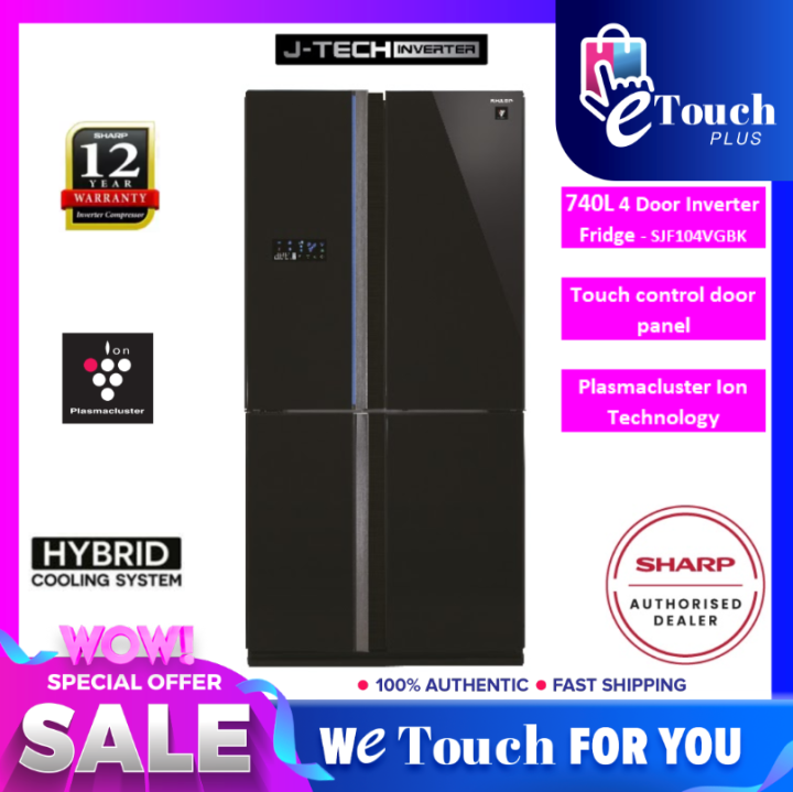 SHARP [ SJF104VGBK ] 740L J-TECH INVERTER 4 DOORS FRIDGE