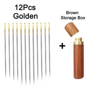 CHLOCH 12Pcs/Set Stainless Steel Side Hole Blind Sewing s Easy ss Threading Big Hole Design Self Threading Elderly s  Hand Stitching Sewing Pin DIY Clothing Craft