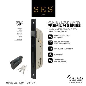 Mortise Lock SES - Body Kunci Pintu - Rumah Kunci SES  2030 - 50mm BM
