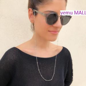 yemu MALL ผู้หญิงใหม่ทองแว่นตาโซ่แว่นตากันแดดอ่านลูกปัด EYEWEAR เชือกคอ