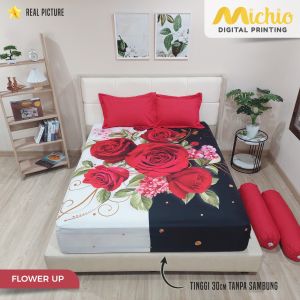 Michio Digital Printing Sprei Uk 160 / 180 x 200 T 30 - Motif Dewasa / Abstrak / Bunga