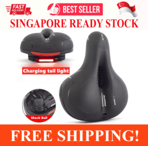COMFORTABLE WATERPROOF BIKE SEAT CUSHION WITH LIGHTS USB CABLE CHARGE LIGHTINGS BICYCLE SEAT WITH DUAL SHOCK ABSORBING BALL MEMORY FOAM WATERPROOF WIDE BICYCLE SADDLE FIT