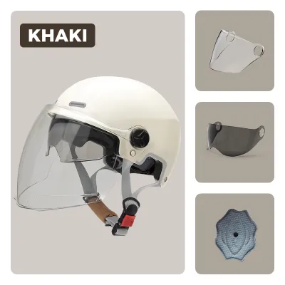 Helmet For Motorcycle Half Face Helmet Double Mirror Women Man 54-64CM Universal With ICC Sticker Helmet Accessories