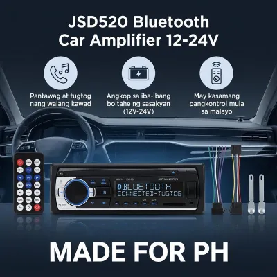 JSD-520 12V Car Stereo In-dash Radio Bluetooth FM MP3 Aux With USB SD MMC WMA 1 Din Receiver Player With Remote Control
