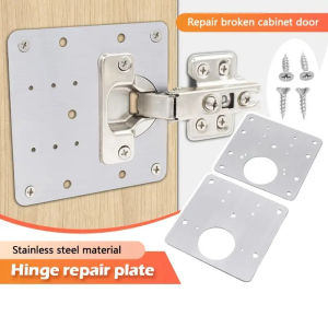 [Local Seller] 2Pcs Stainless Steel Hinge Fixing Plate Cabinet Door Hinge Repair Installation Plate 不锈钢柜门铰链修复板合页固定板橱柜门
