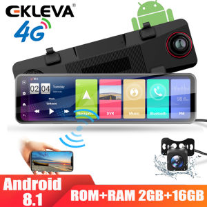 EKLEVA 11 Inch Mirror Car Camera Android 8.1 Vehicle Camera Dash Cam 4G WIFI GPS ADAS Bluetooth Car Mirror DVR Dual Lens Front Rear View Dashcam Auto Video Recorder