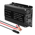 Gelombang sinus tulen LED Inverter 1000W /2600W Peak DC 12V ke AC 220V-240V dengan 2 port USB untuk kereta dan lori Camping Converter Adapter. 