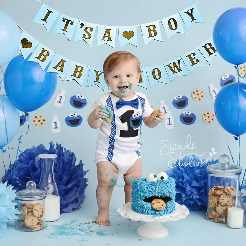 Glitter Silver Boy Or Girl Baby Shower Banner - Prince Princess Gender Reveal Bunting Decoration
