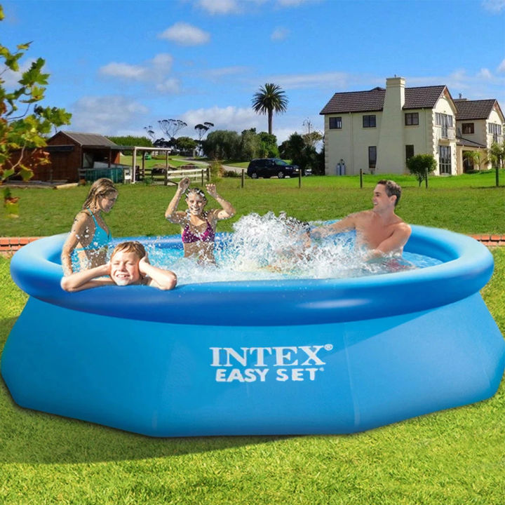 Hodeso Inflatable Swimming Pool Family Big Size Intex Inflatable Round  Swimming Pool for Adult Kids 244cm*61cm