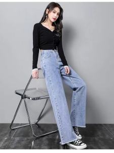 ส่งเร็ว ✨Kaykai\_Shop✨ พร้อมส่ง กางเกงยีนส์เอวสม็อค ด้านหลังทรงกระบอก แนวเกาหลี ราคาเร็ว