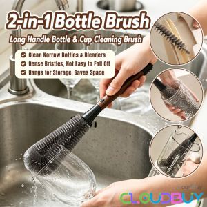 C.B. 2-in-1 Long Handle Cleaning Brush Bottle & Cup and Straw Cleaning Brush 1Pc