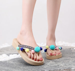 Free Shipping Ins-Style Faux Rope Sandals Outdoor Wear Ethnic-Style Flip-Flops Beach Wedge Sandals WomenS Sandals