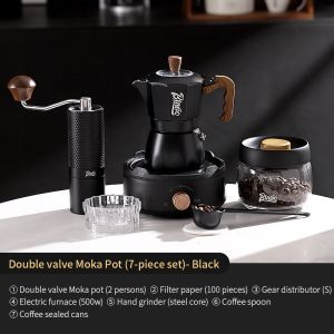 Bincoo dual-van ấm moka nhà bếp điện sản xuất bia Bình đựng cà phê nhỏ Espresso tay-mặt Đất máy pha cà phê Bộ