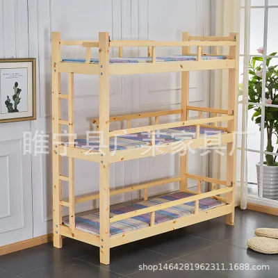 【SG🔥】SN Kids Bed Triple Bunk Bed Kindergarten Simple Bunk Bed Height-Adjustable Bed Double Deck Bed