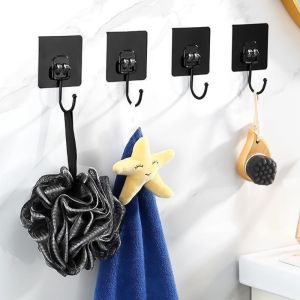 2/4Pcs Black Strong Seamless Hook Wall-Mounted Multifunctional Hook Key Clothes Storage Kitchen Bathroom Waterproof Hook