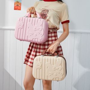 SDRYHTDH Rabbit Portable Suitcase Mini Cartoon Mini Luggage Waterproof Boarding Case Small Makeup Box Ladies