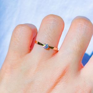 Cincin solitaire emas asli kadar 70 16k permata 1 diamond look ringan classic
