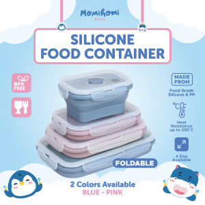 Momi Homi Silicone Food Container Tempat Penyimpanan Makanan Bahan Silikon Foldable Praktis Anti Tumpah Food Grade Aman Kotak Makan Kotak Bekal Lunch Box Portable Kotak Makan Lipat Terdapat Katup Udara Desain Elegan Dapat Dibawa Kemanapun Warna Menarik